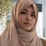 Portrait of Atiah Ferdaus, Senior Social Media Manager at OveliTHub, in a tan headscarf in soft daylight
