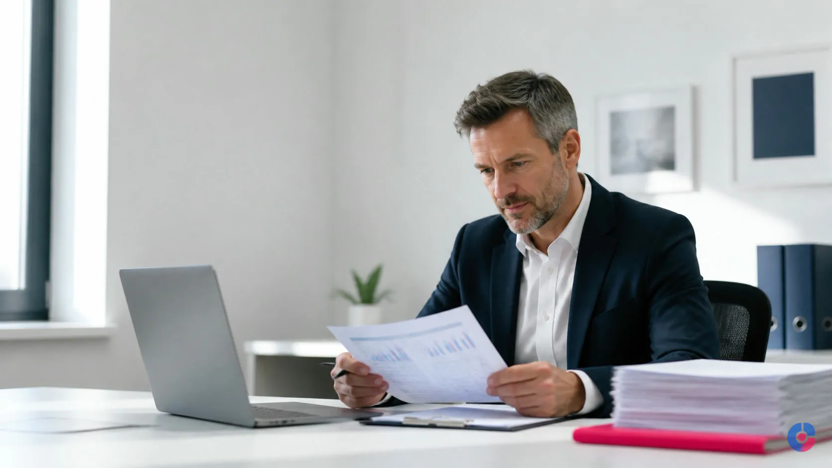 Finance manager reviewing reconciliation schedules as part of accounting back office support