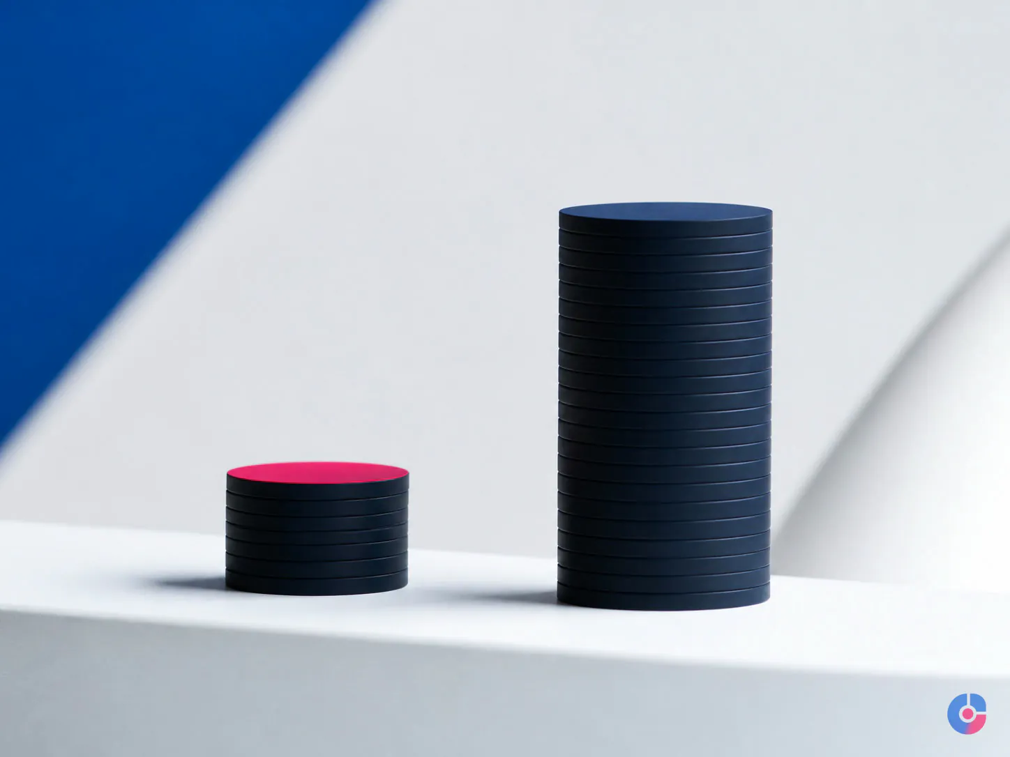 Abstract disc stacks representing appointment volume compared with qualified quality