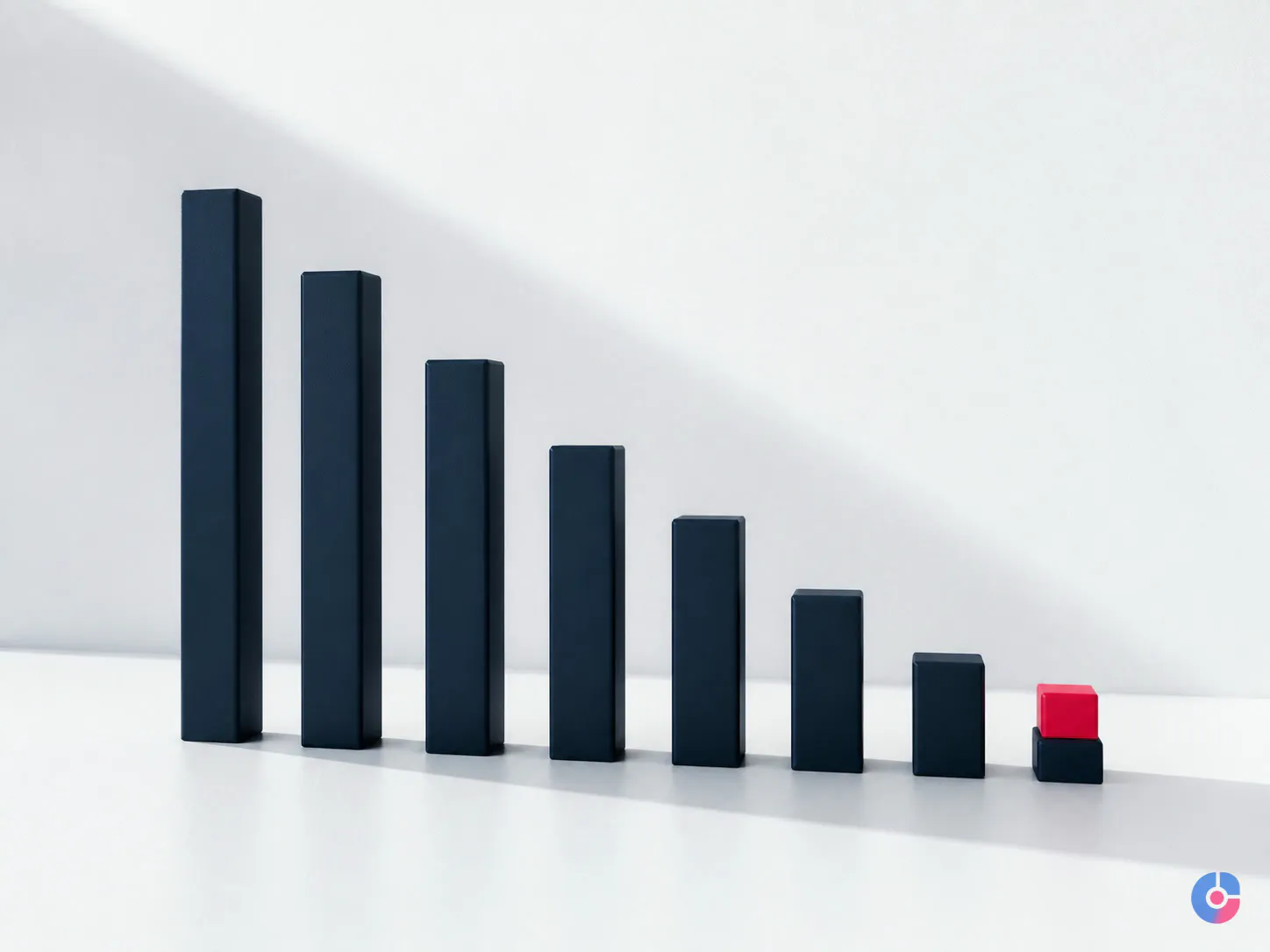 Descending bars with an alert marker representing home care authorisation units expiring