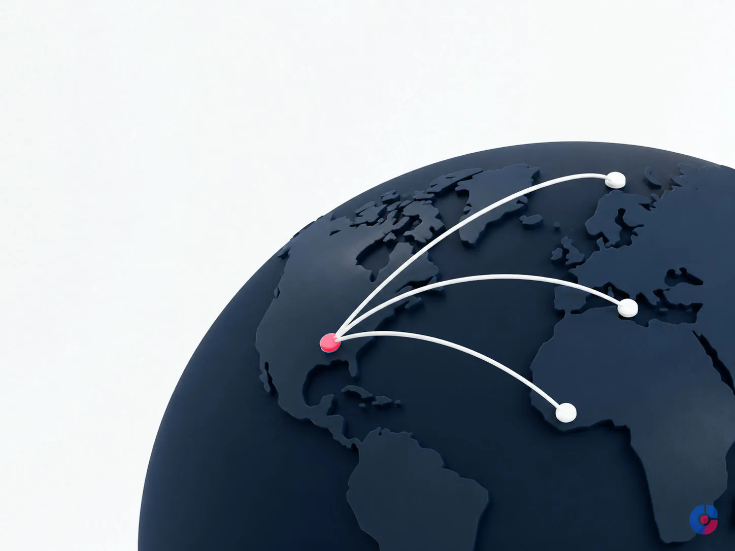 Isometric globe concept showing offshore delivery links to global client markets