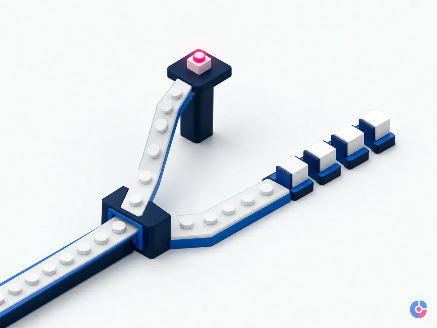 Isometric render of contacts split between first line support and internal escalation