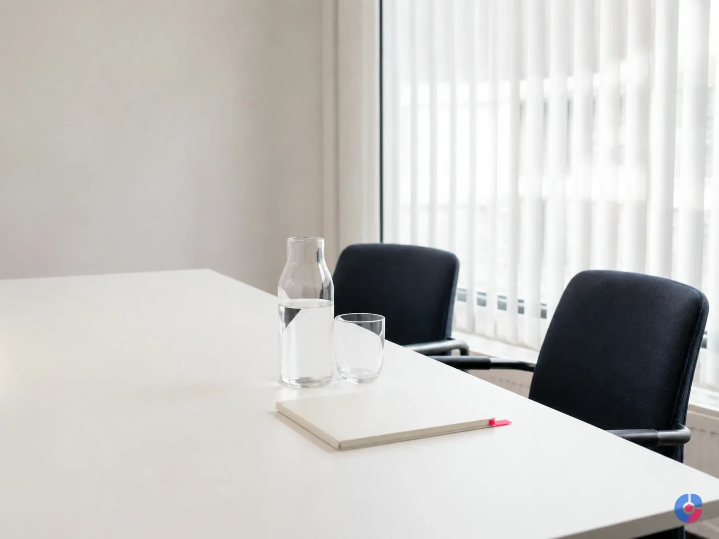 Meeting room prepared for a qualified sales meeting booked by remote sales support