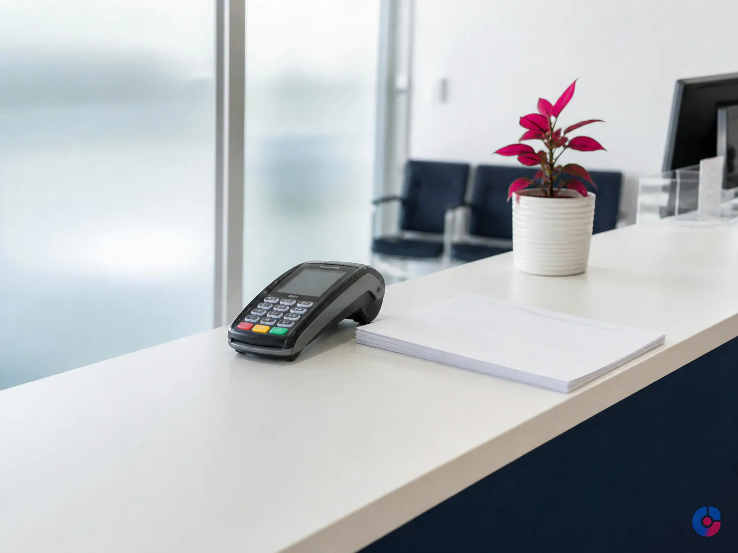 Clinic front desk where insurance eligibility checks prevent later claim denials