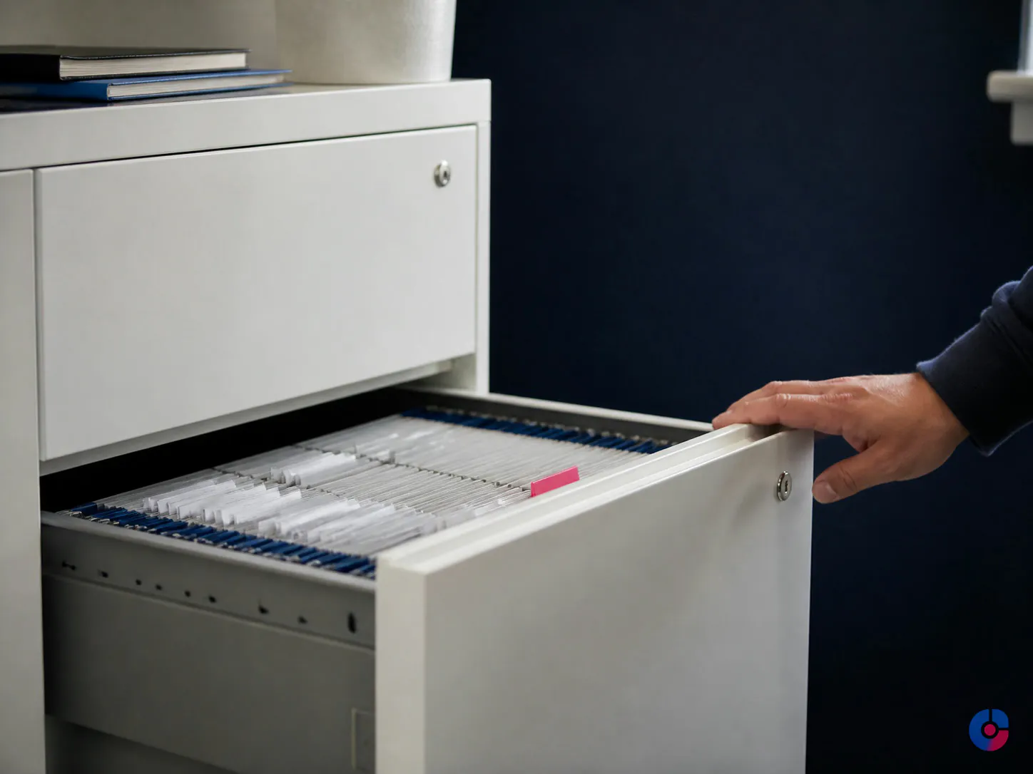 Secure filing system representing access control over confidential business documents