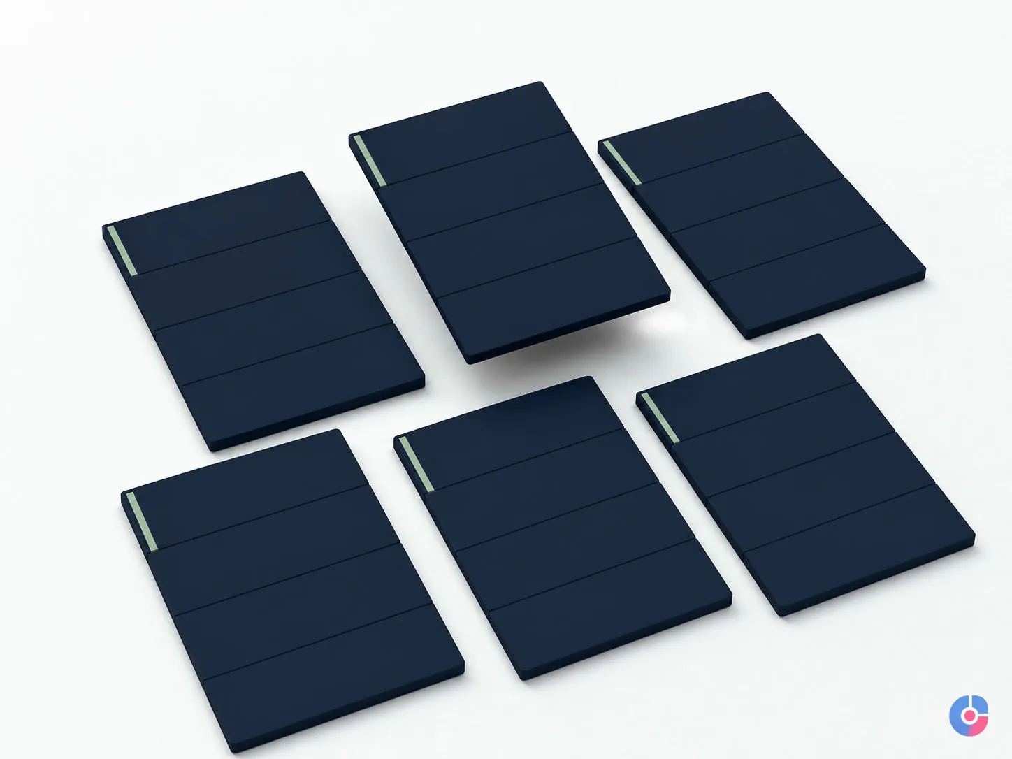 Isometric render of repeated treatment page templates used across a clinic website