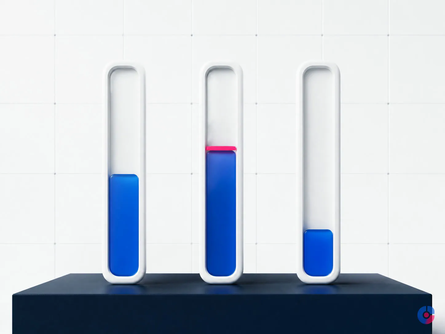 Abstract gauges representing page experience metrics measured against thresholds