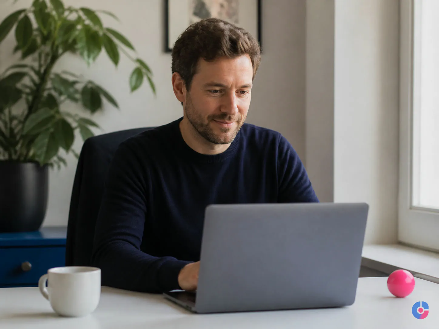 Customer reading a complete resolution to their query on a laptop at home