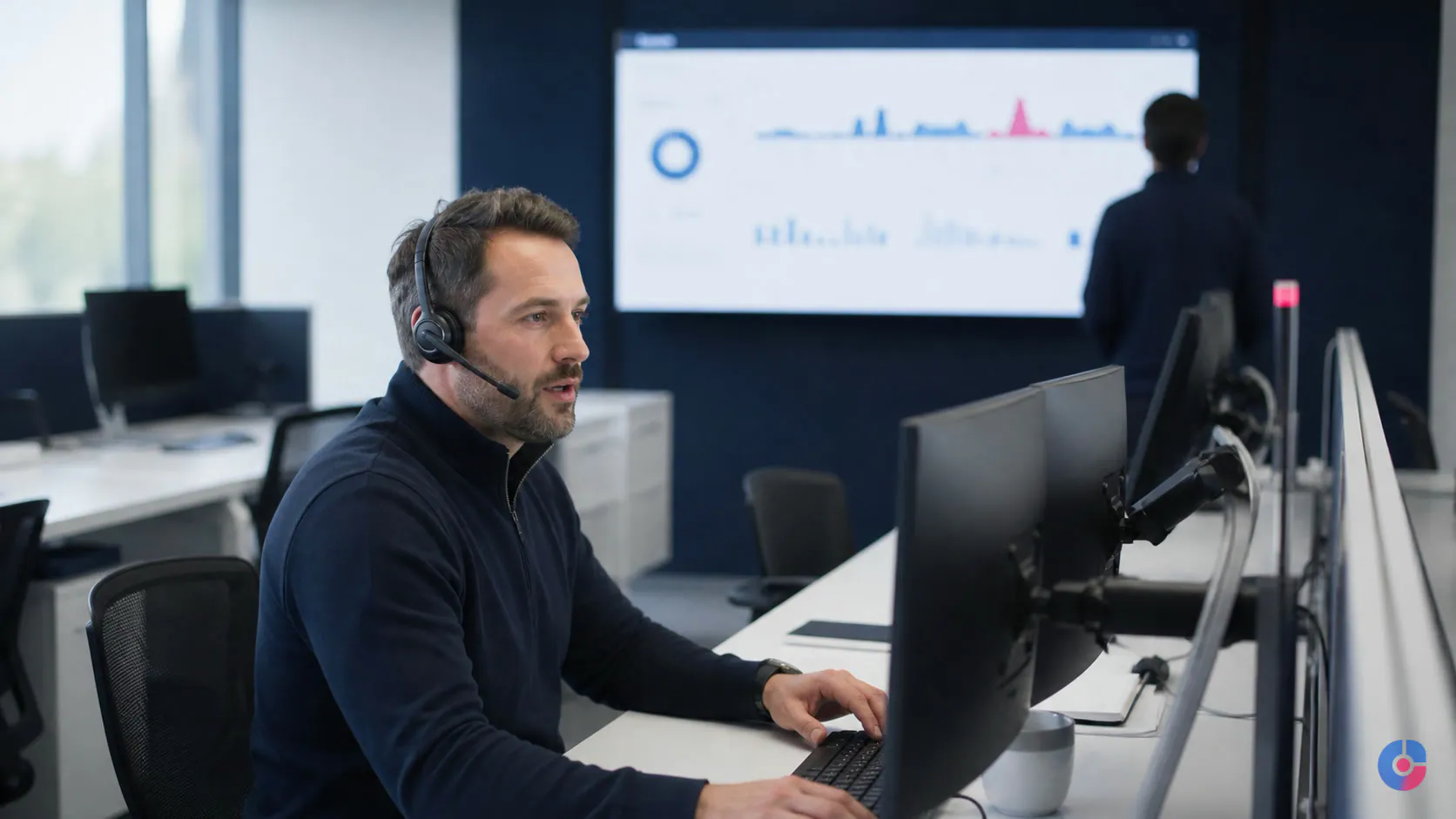 Support agent resolving a customer issue on a call in an outsourced support team