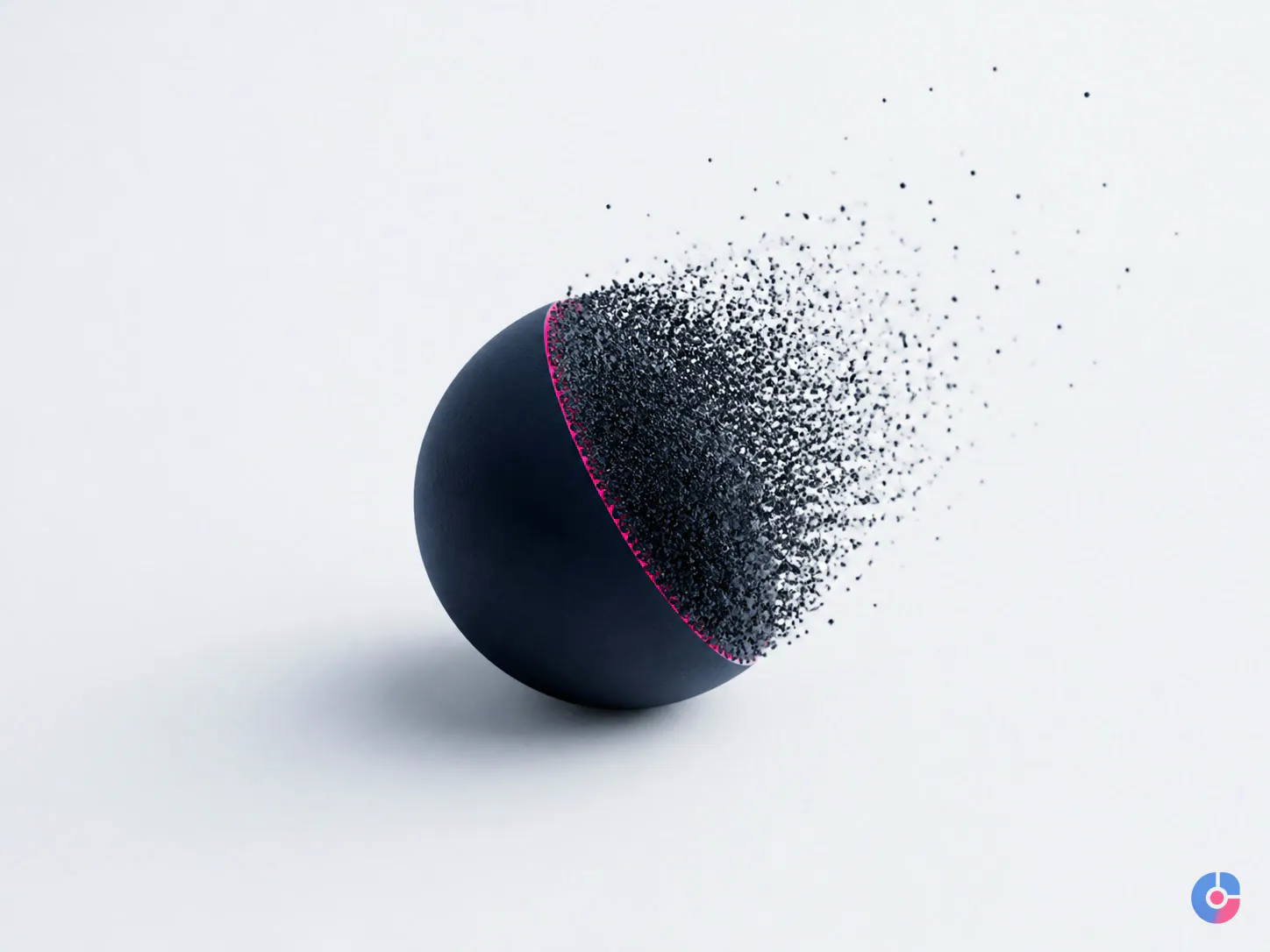 Abstract sphere concept representing business data decaying over time