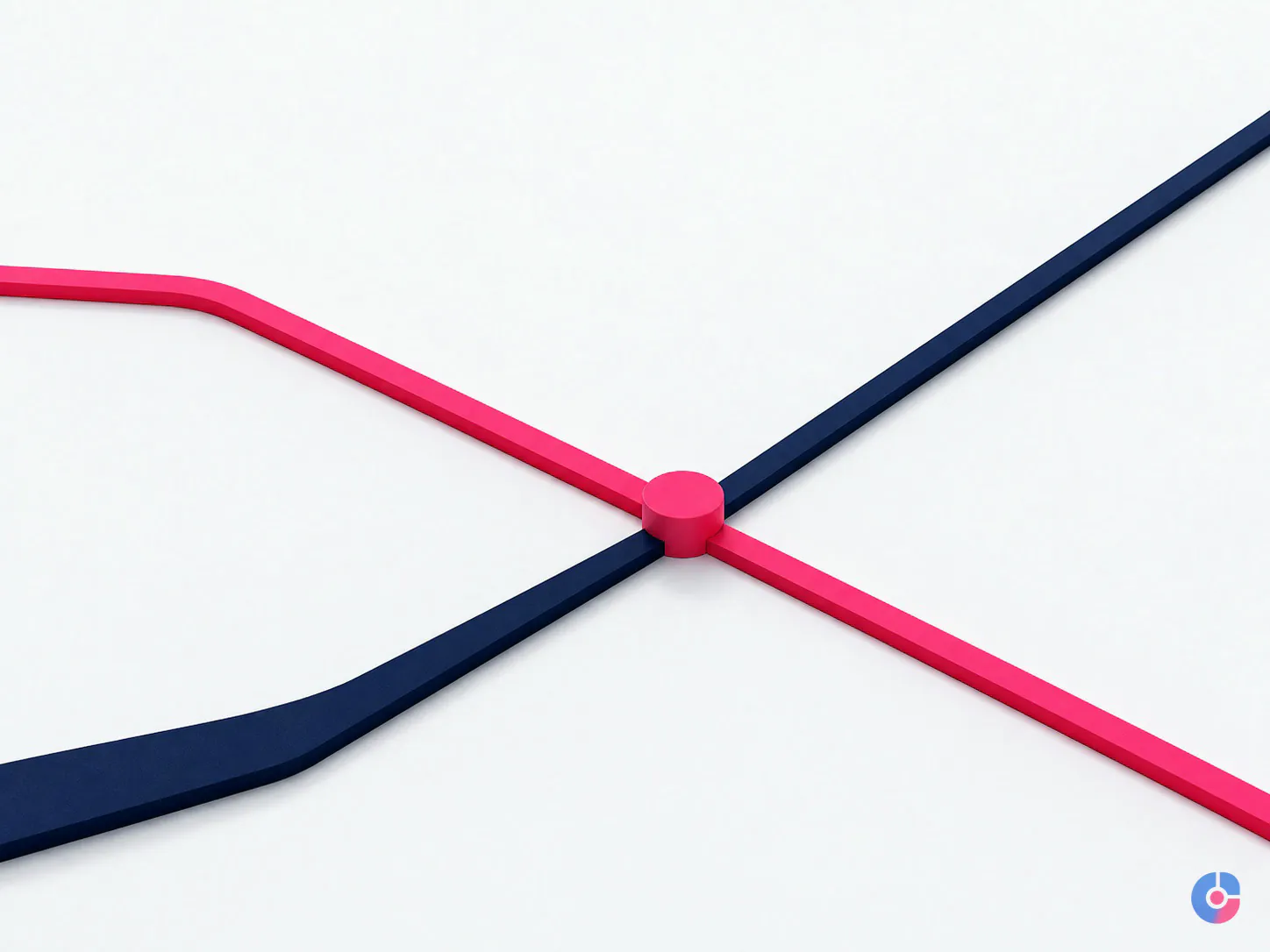 Abstract render of the crossover point where dedicated staffing becomes cheaper than shared support