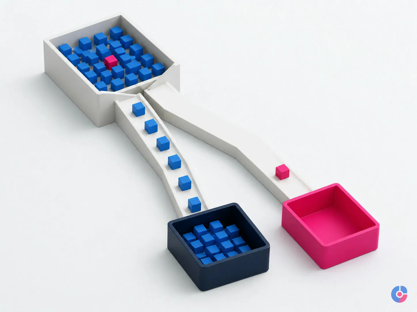 Abstract render of admin tasks sorted into repeatable work and owner judgement work