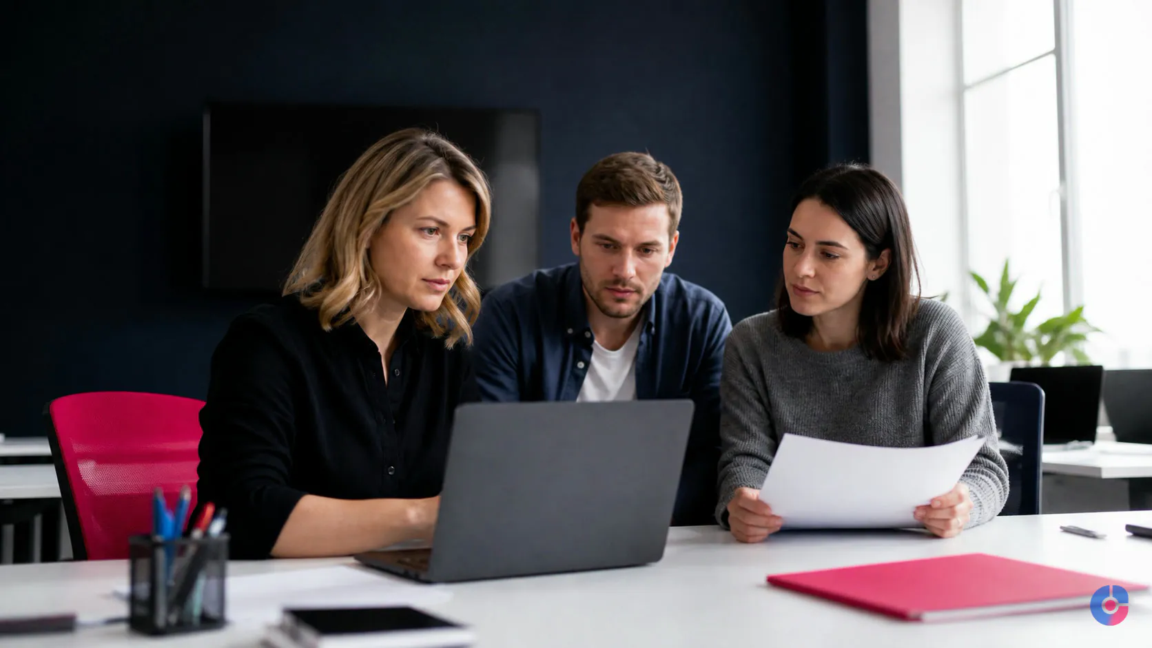Marketing manager working with a support team on a campaign build checklist