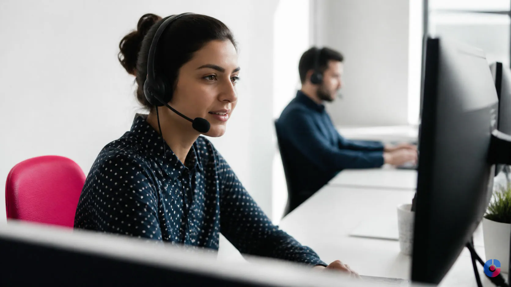 Ecommerce customer support specialist handling a customer conversation on a headset