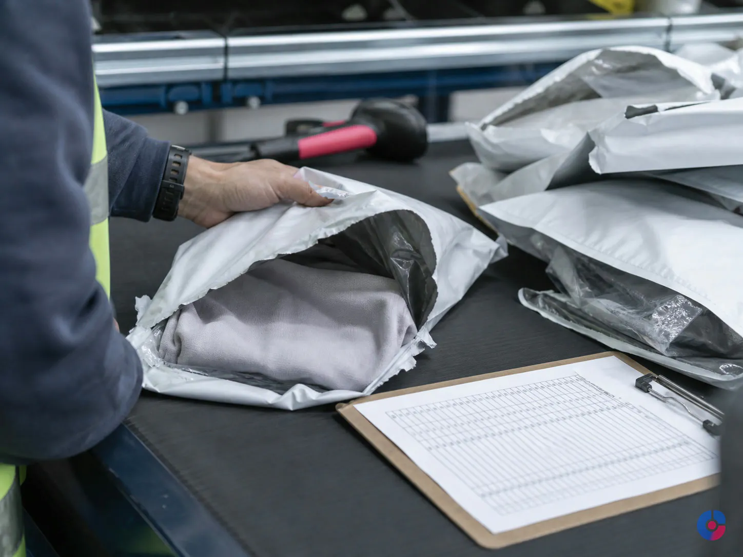 Returned parcels being processed and checked against store return records