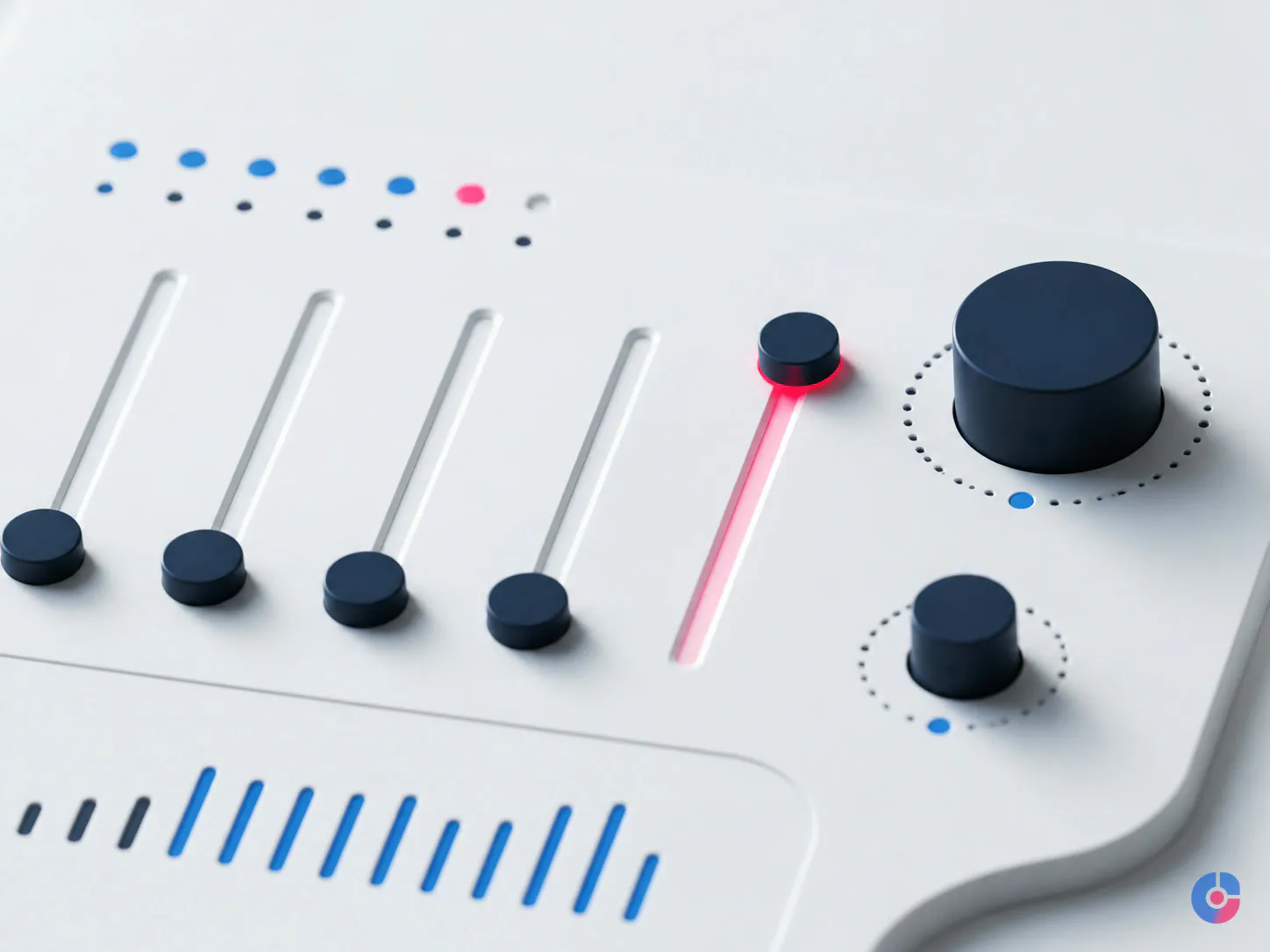 Abstract control panel representing staff permission levels inside an online store