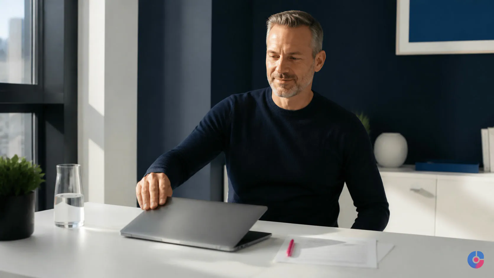 Business director reviewing a short decision list instead of a full inbox queue