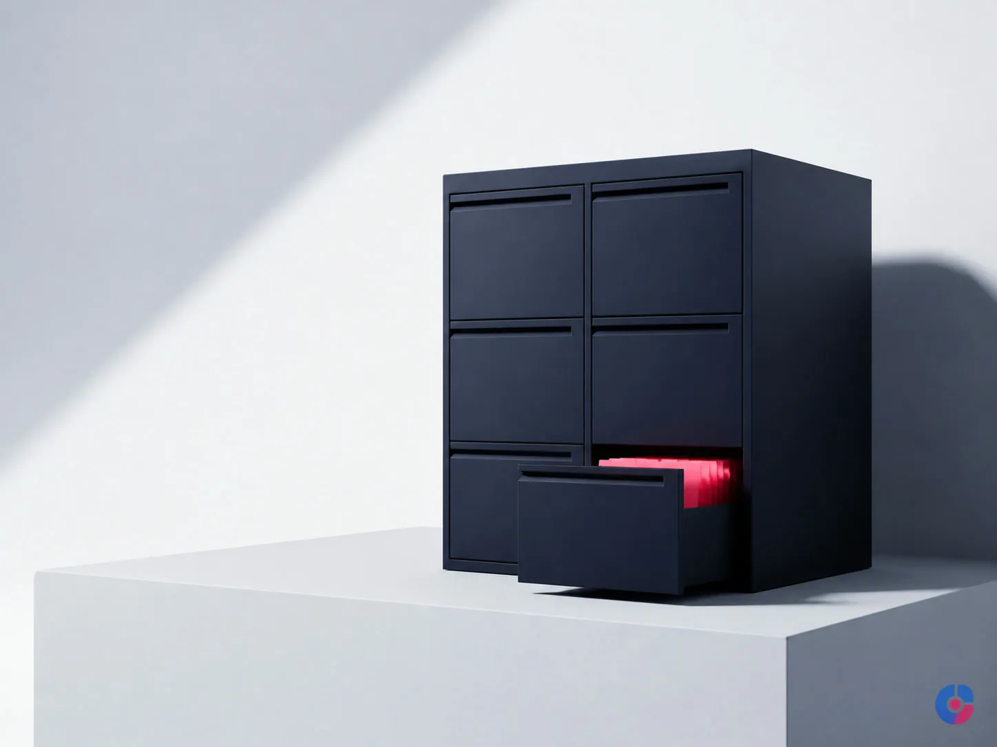 Sealed filing block concept representing protected employee records and access control