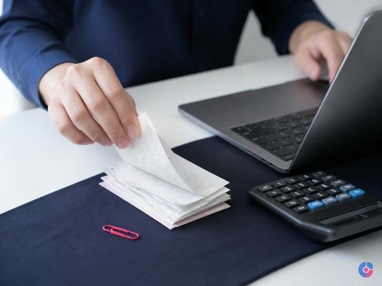 Receipts being matched and filed as part of month-end finance administration