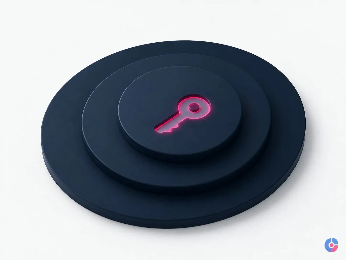 Layered rings concept illustrating two factor security on a recovered Facebook account