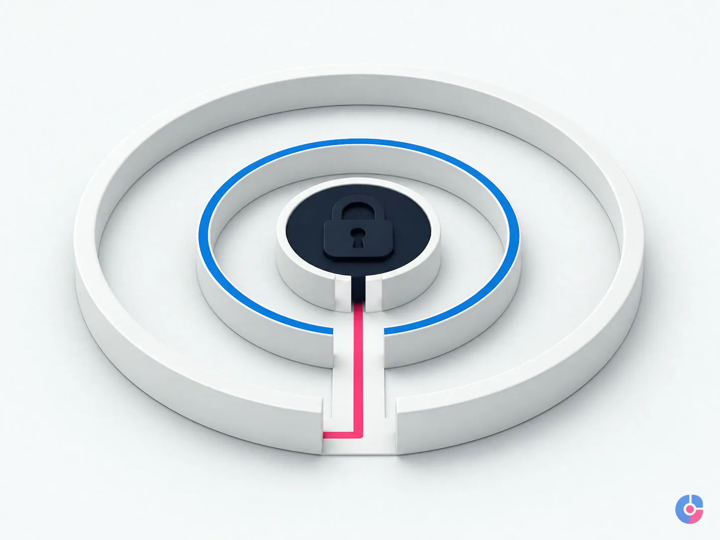 Isometric concentric zones showing restricted access tiers for healthcare data