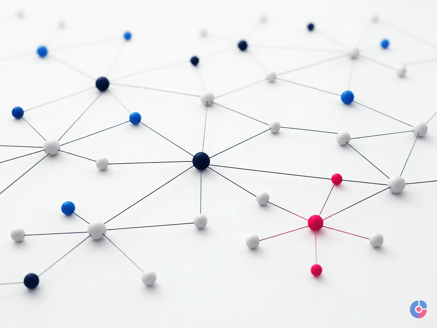 Abstract network render representing internal linking work handled by an SEO assistant