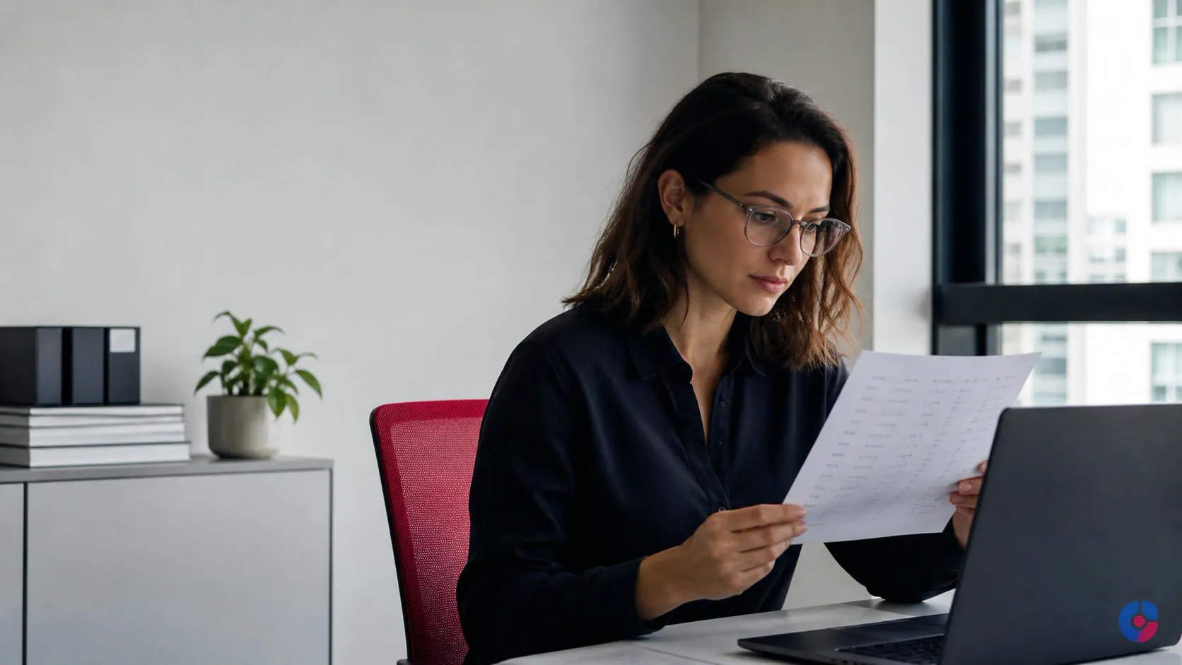 Outreach specialist reviewing a printed target list before sending manual LinkedIn messages