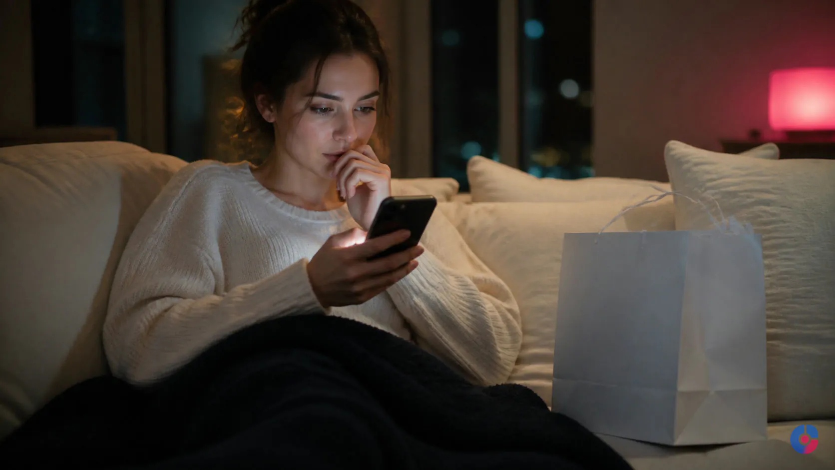 Evening shopper hesitating on a phone at the moment live chat support matters
