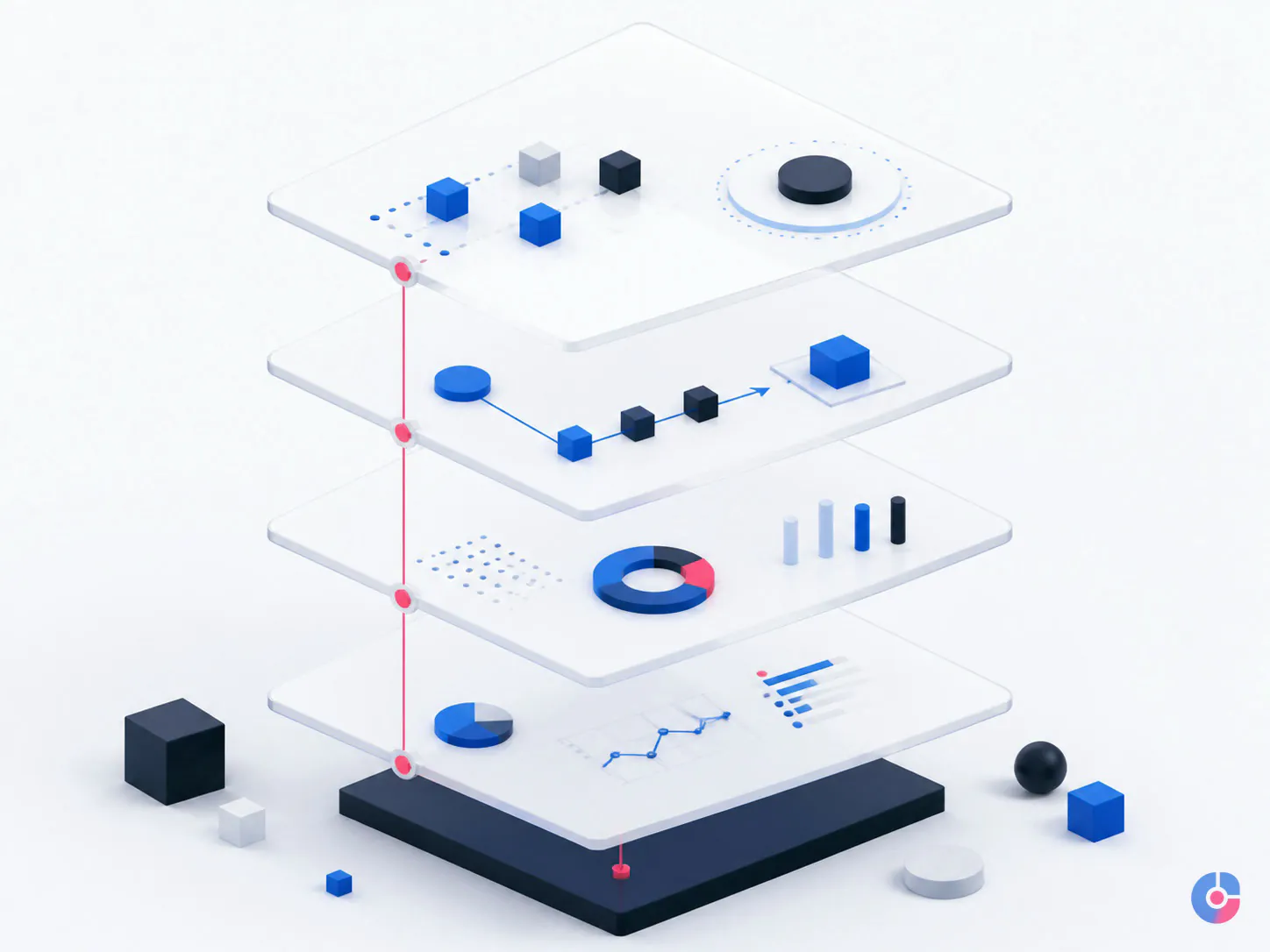Isometric render showing the management layer above a managed BPO delivery team