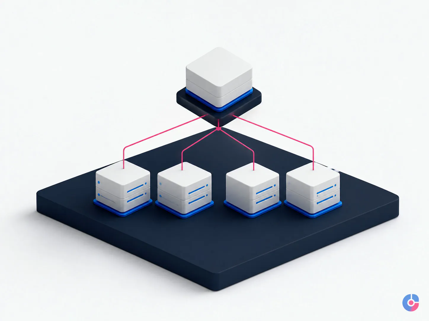Isometric structure showing a supervisor layer above a managed operations team