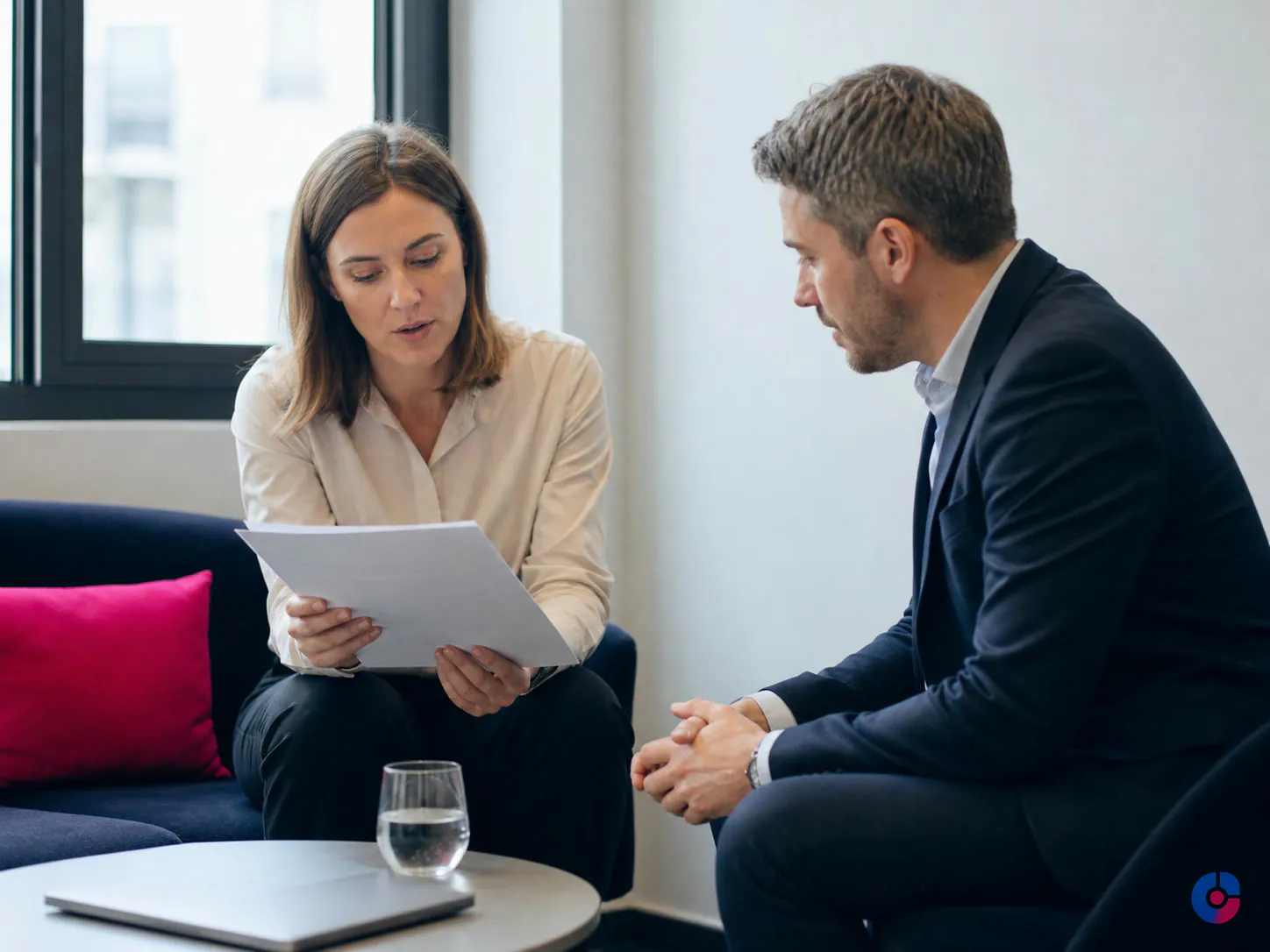 Team reviewing a sourced market research briefing pack before a business decision