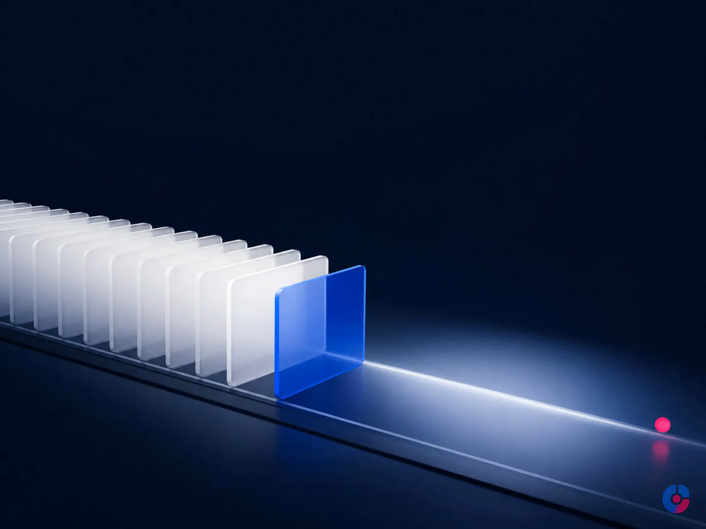 Abstract visual of a marketing design request backlog clearing into open capacity