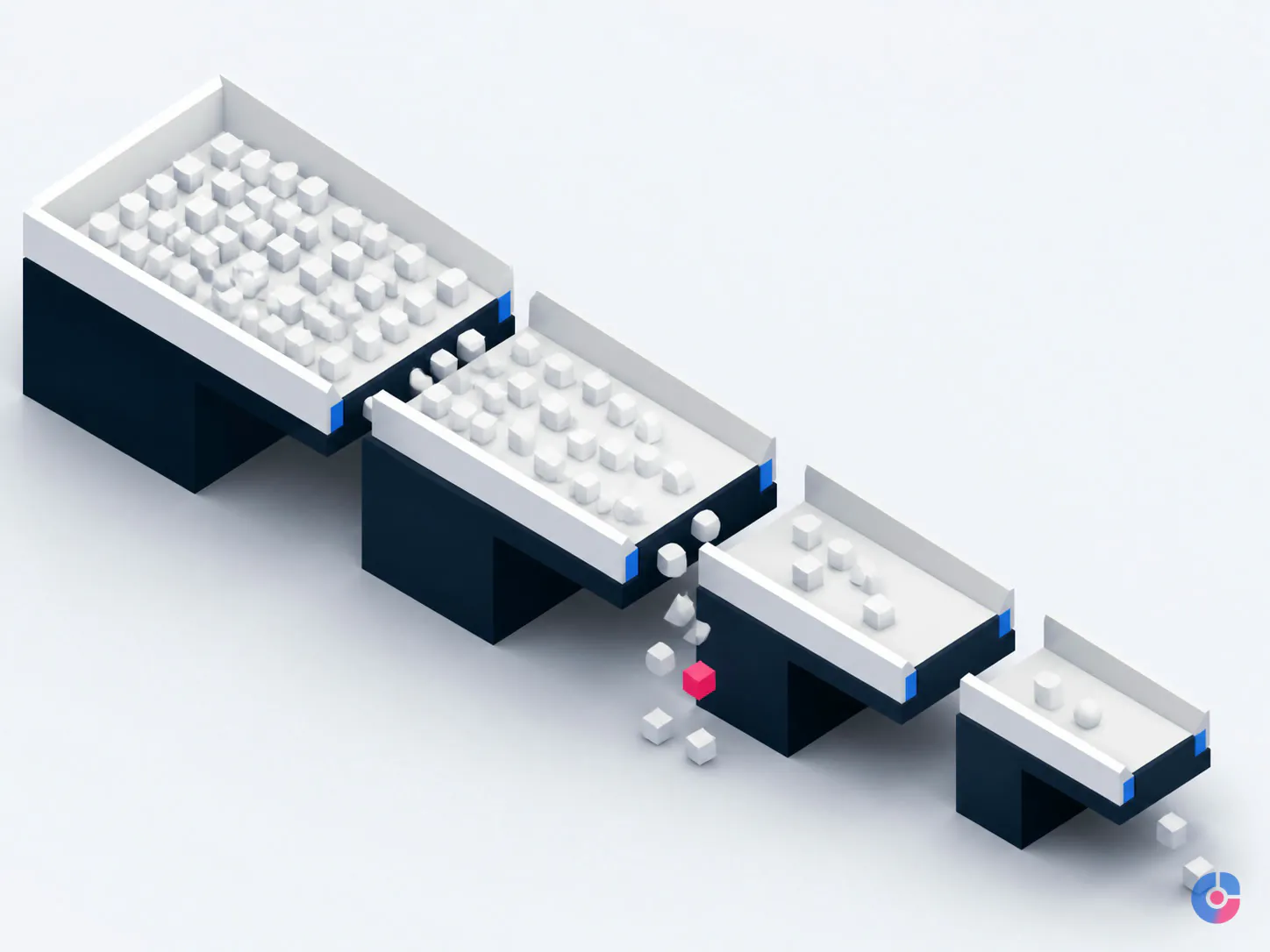 Isometric pipeline concept showing where medical billing claims are lost