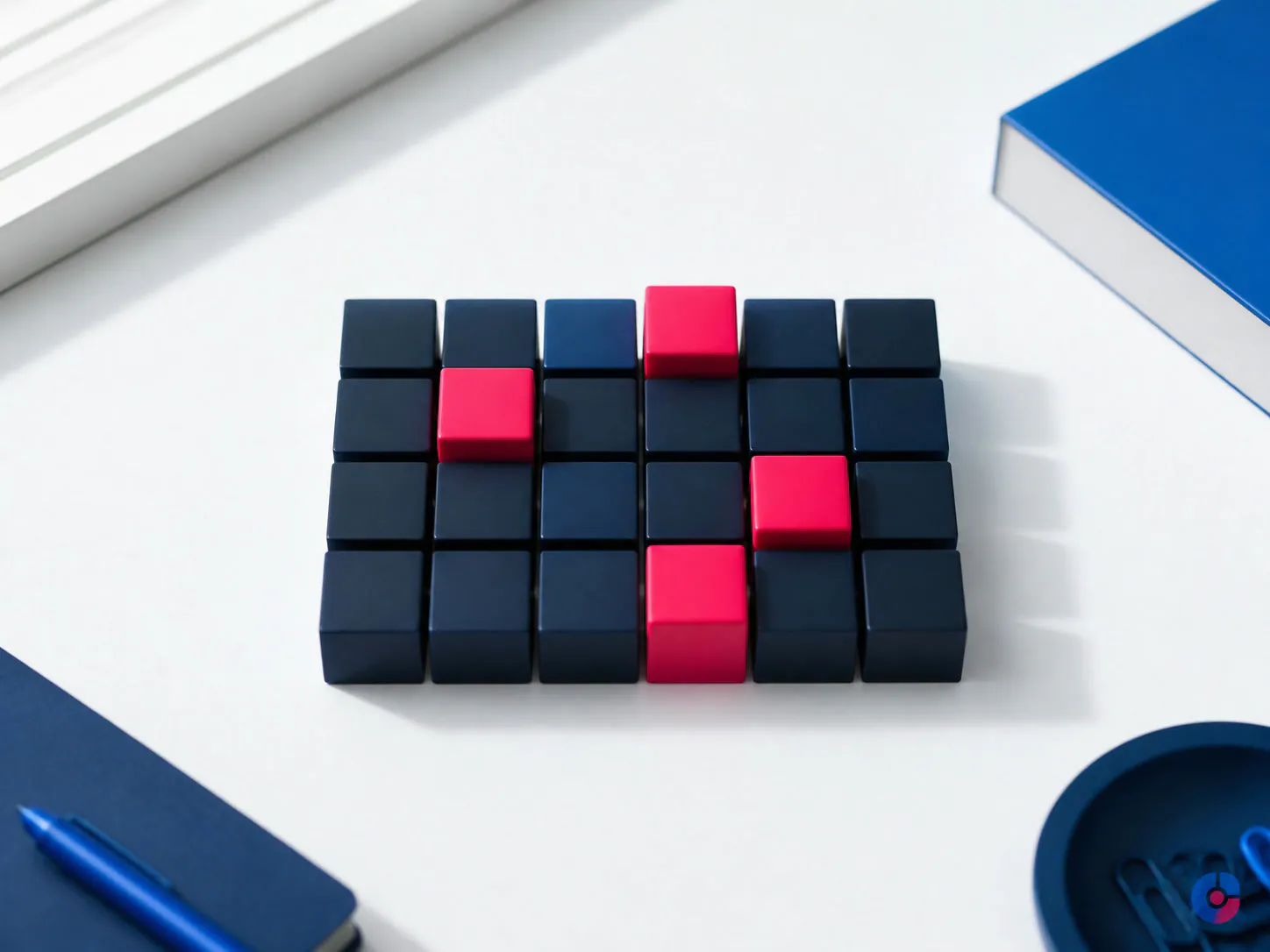 Abstract cube grid representing a month-end close calendar with key milestone days