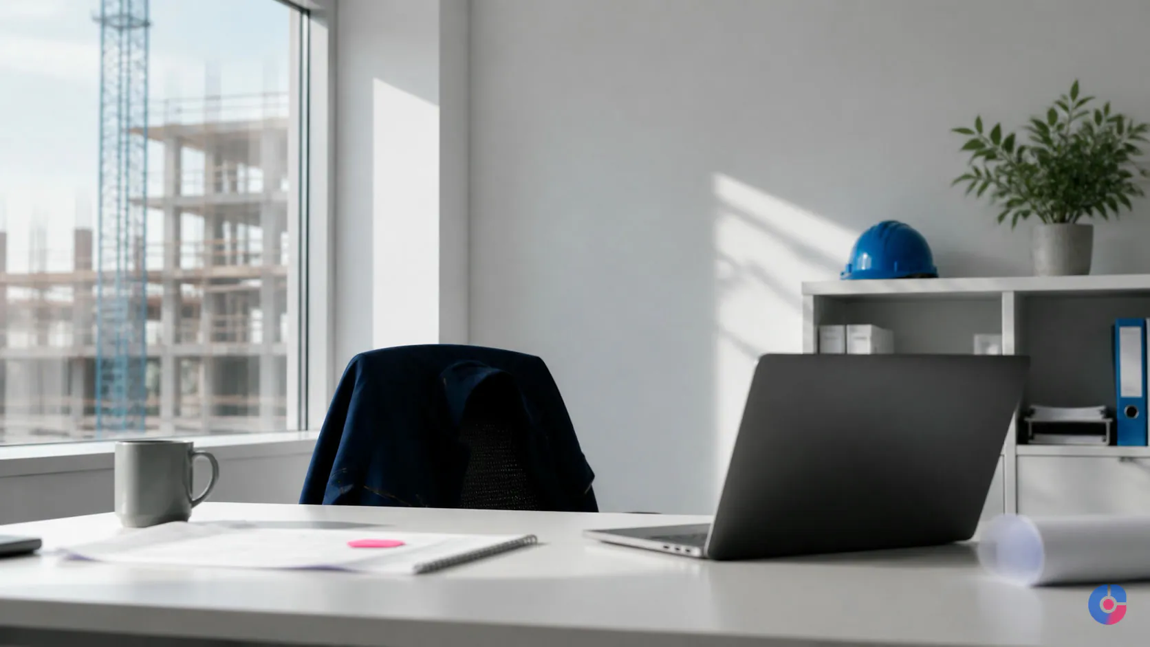 Site office desk showing non-technical business roles that can be staffed remotely