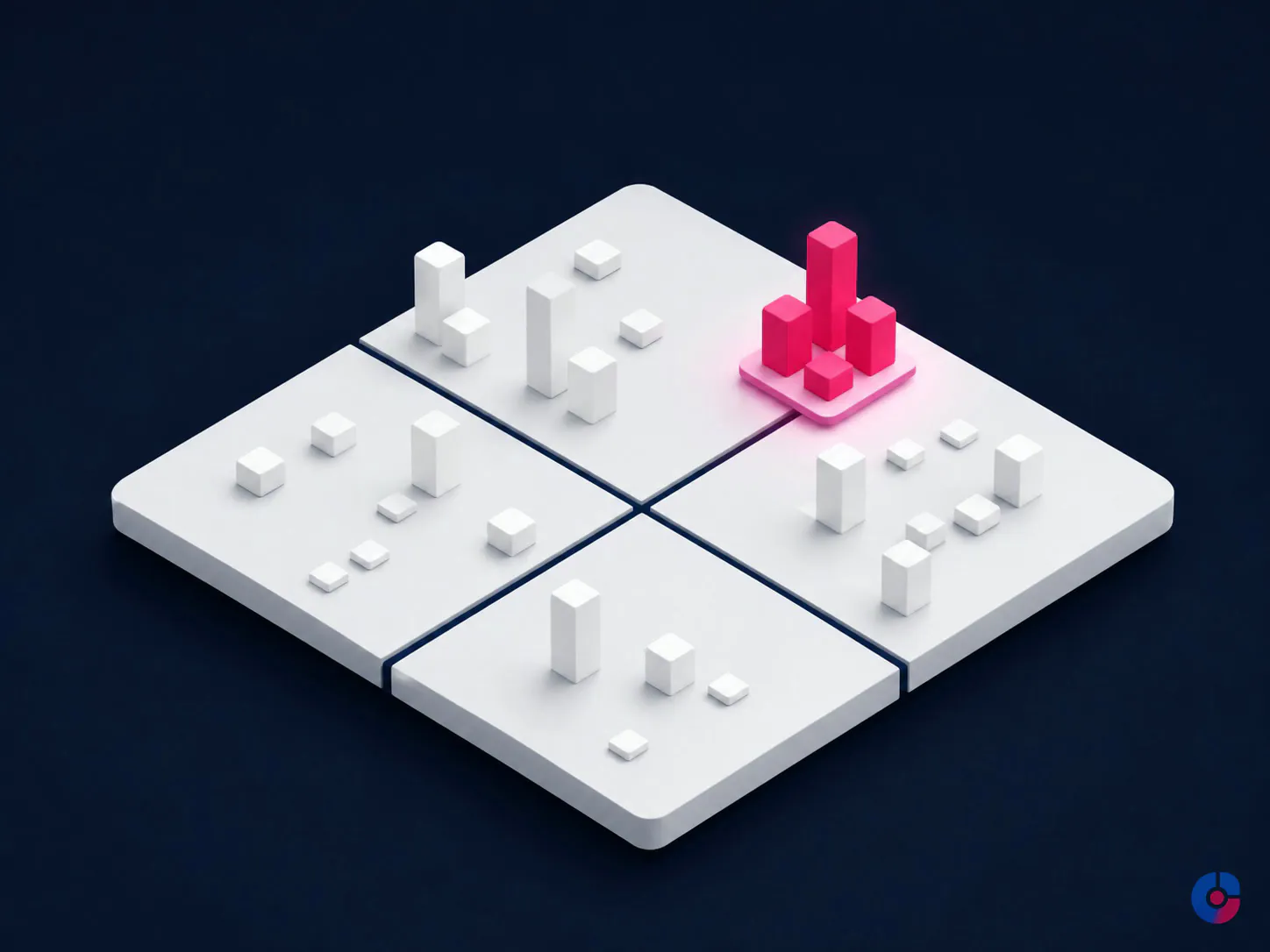 Isometric quadrant concept for scoring which business tasks to outsource
