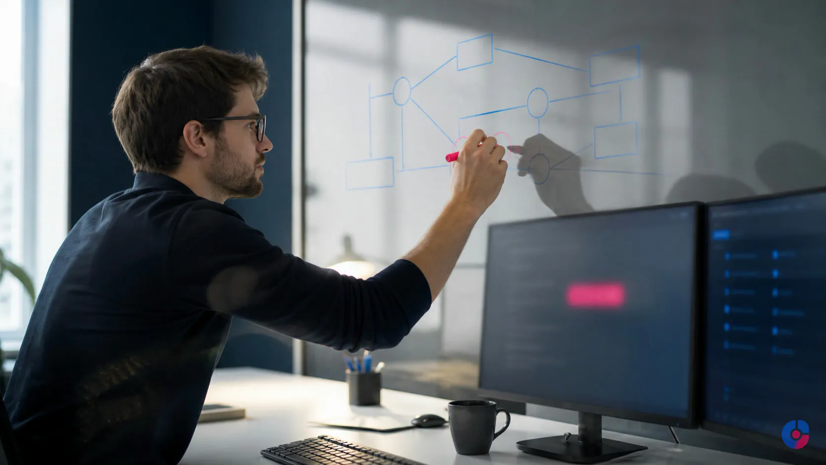 Support specialist tracing an integration diagram while diagnosing a platform issue
