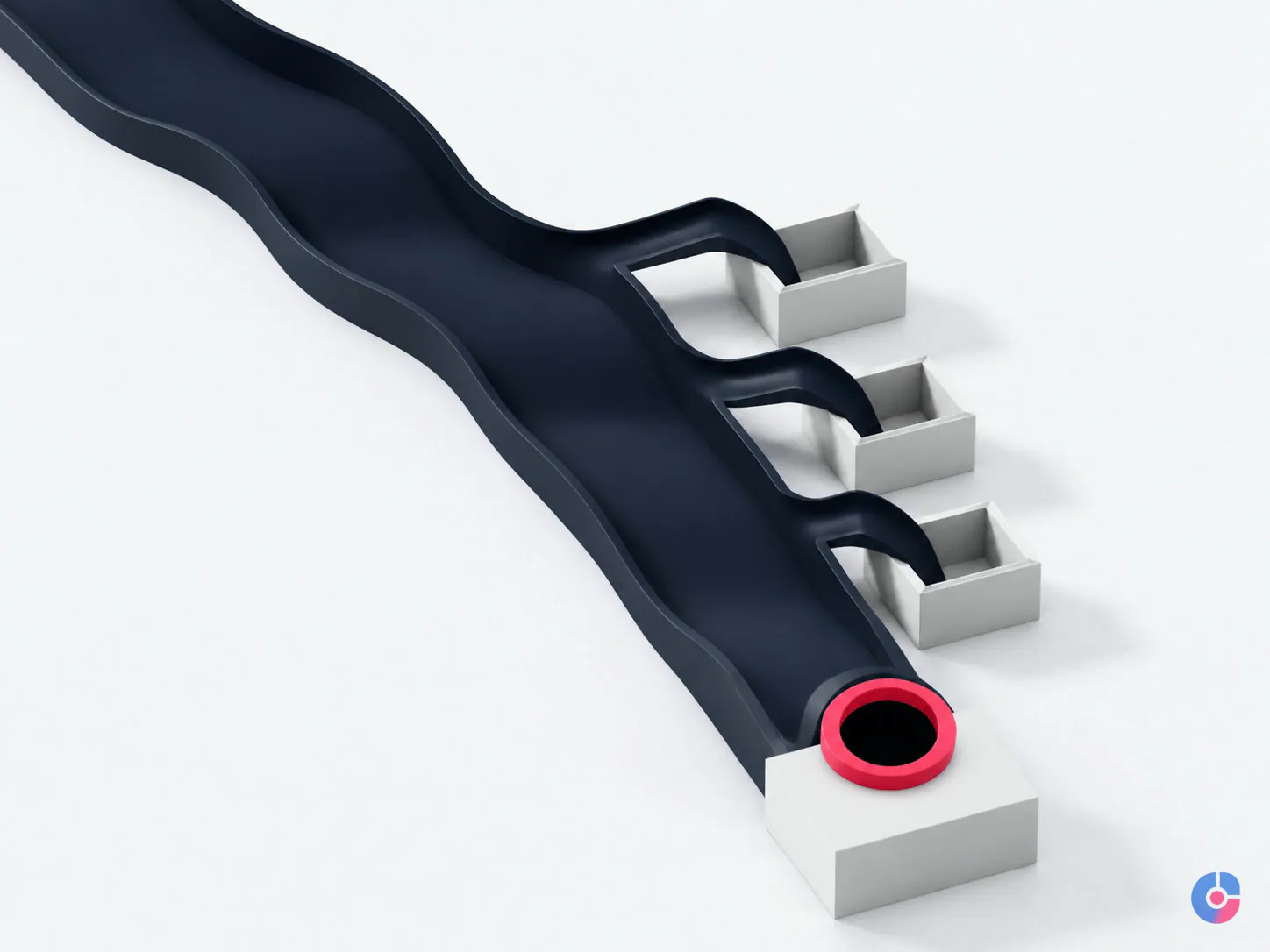 Abstract channel concept showing paid search budget leaking before conversion