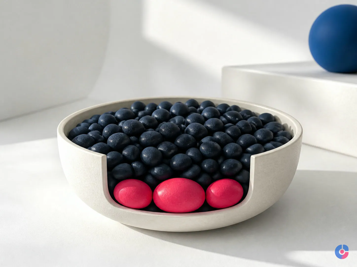 Abstract bowl of stones representing large priorities placed before smaller demands