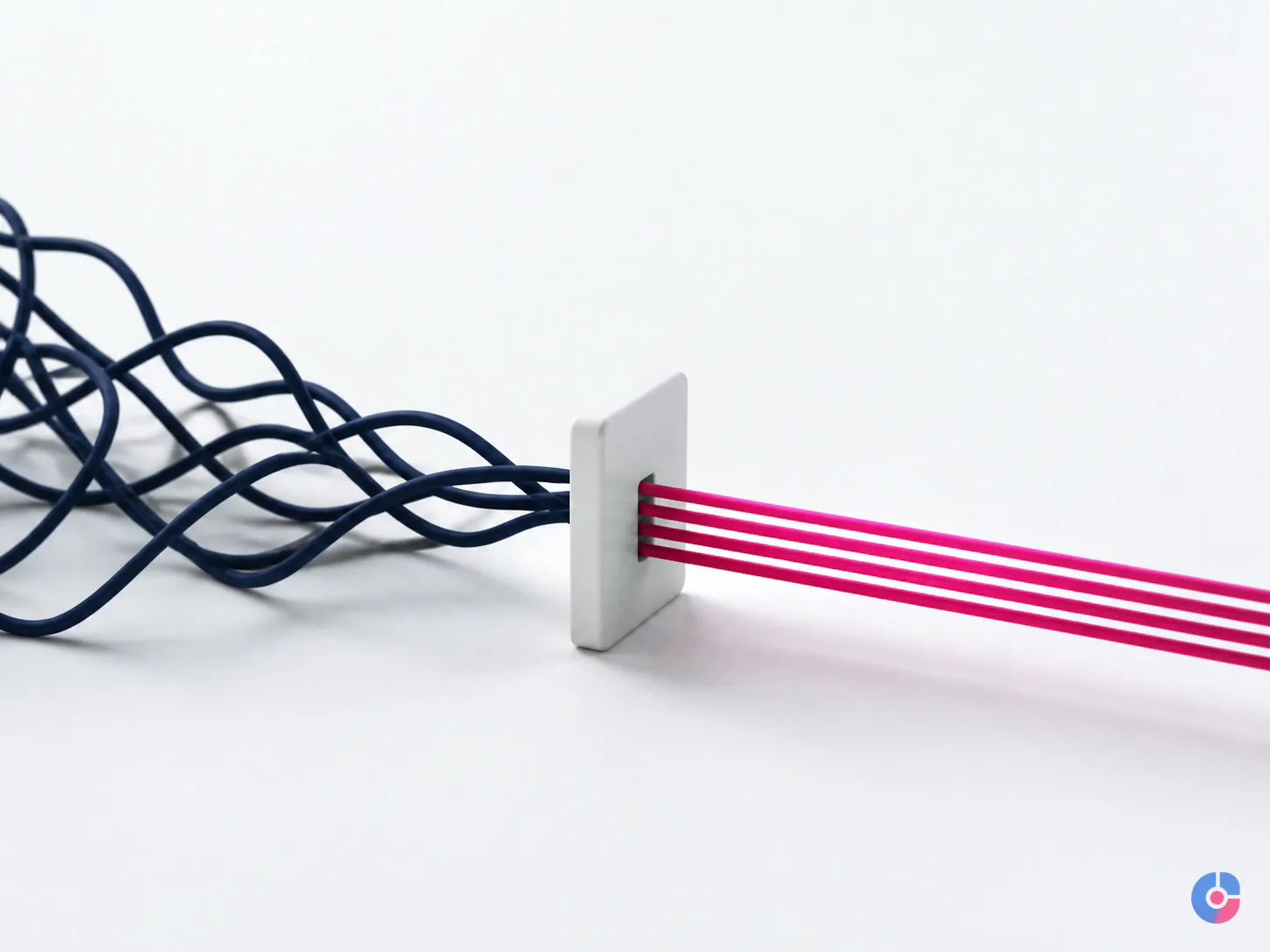 Abstract render of tangled operations being straightened into a documented process