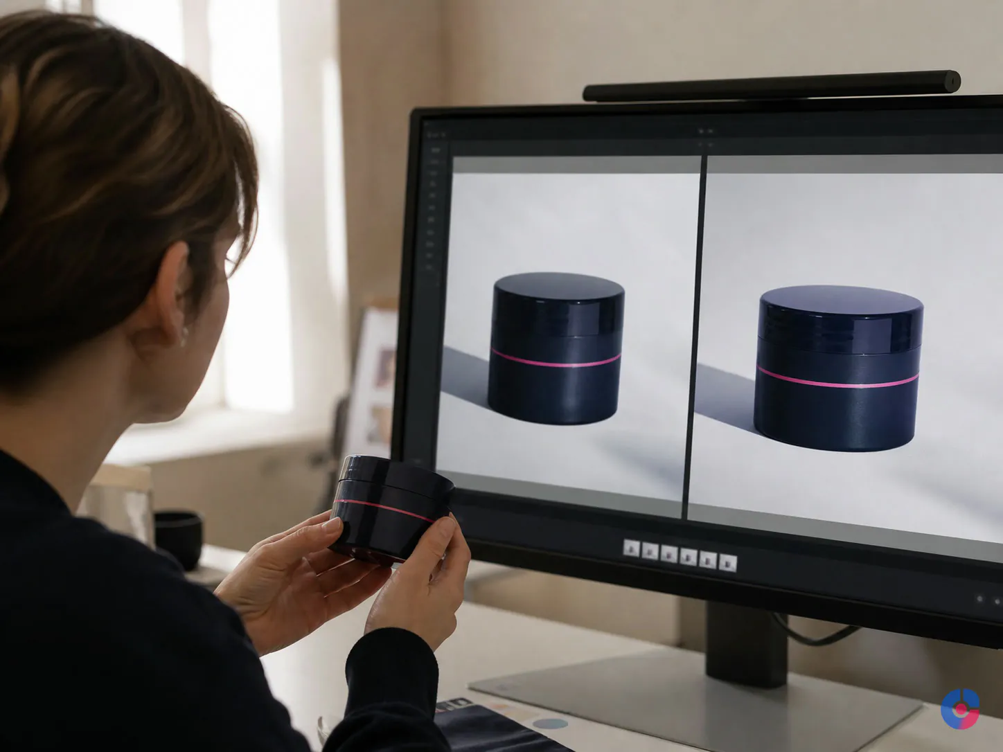 Merchandiser comparing product images against the physical item for a listing