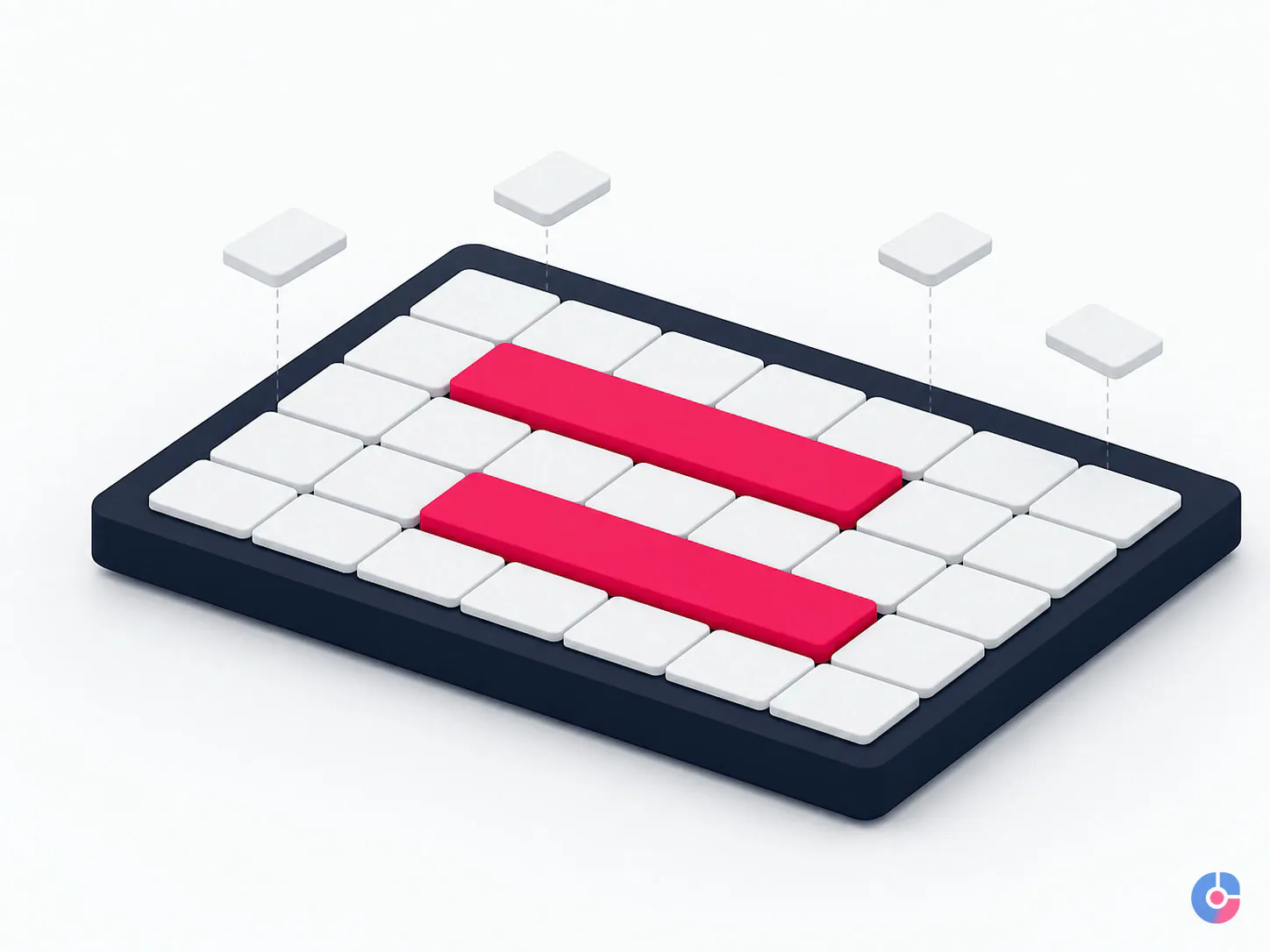 Isometric week grid render showing protected blocks kept clear of meeting requests