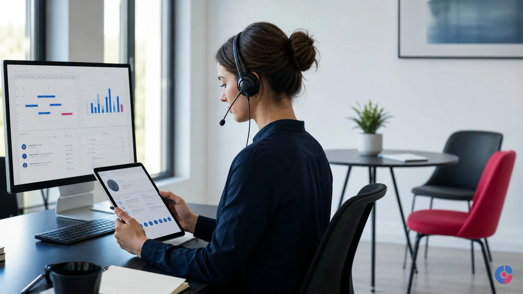 HR coordinator arranging interview schedules and candidate packs at an office desk
