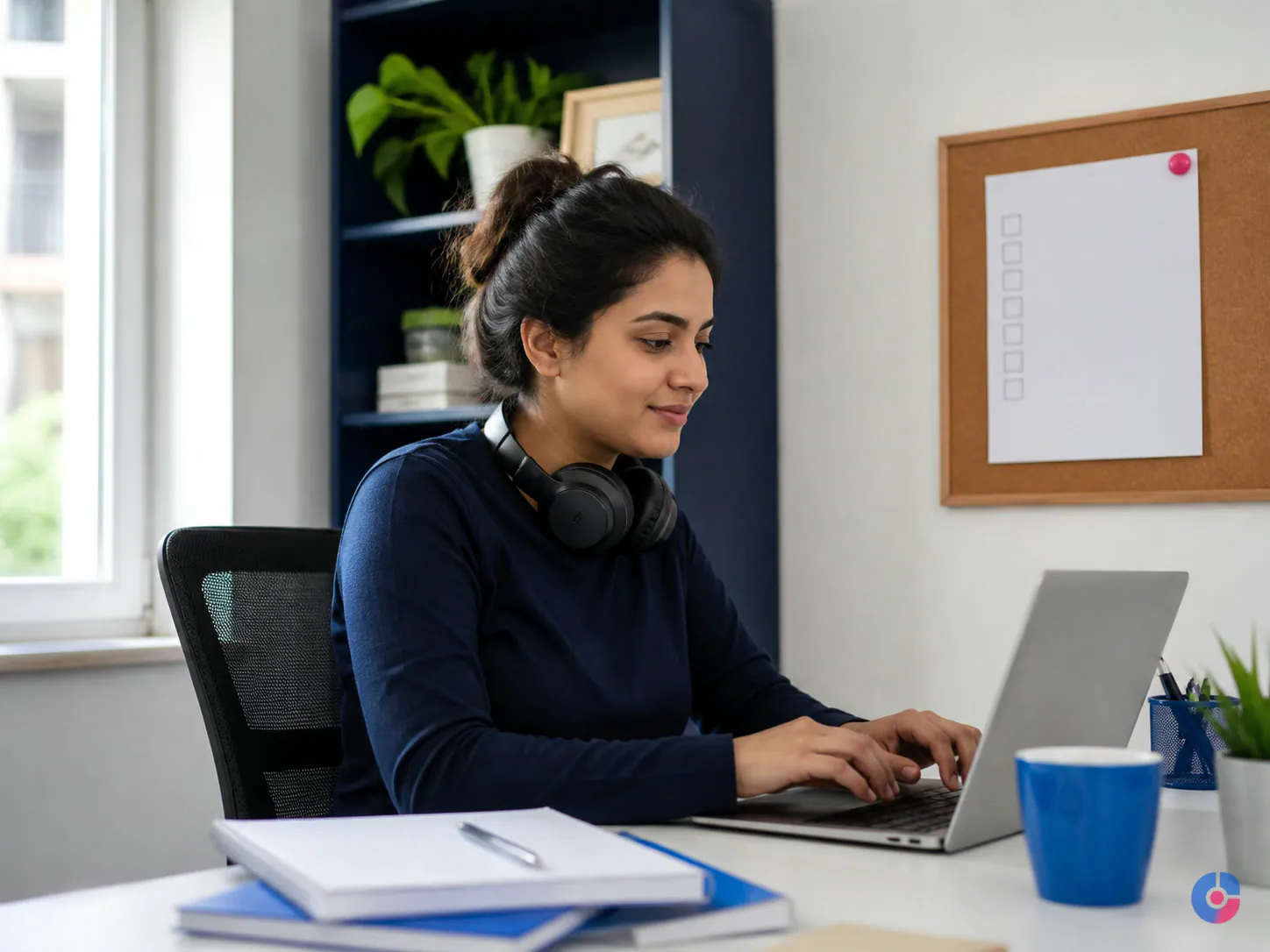 Remote admin assistant working through a daily checklist for a small business client