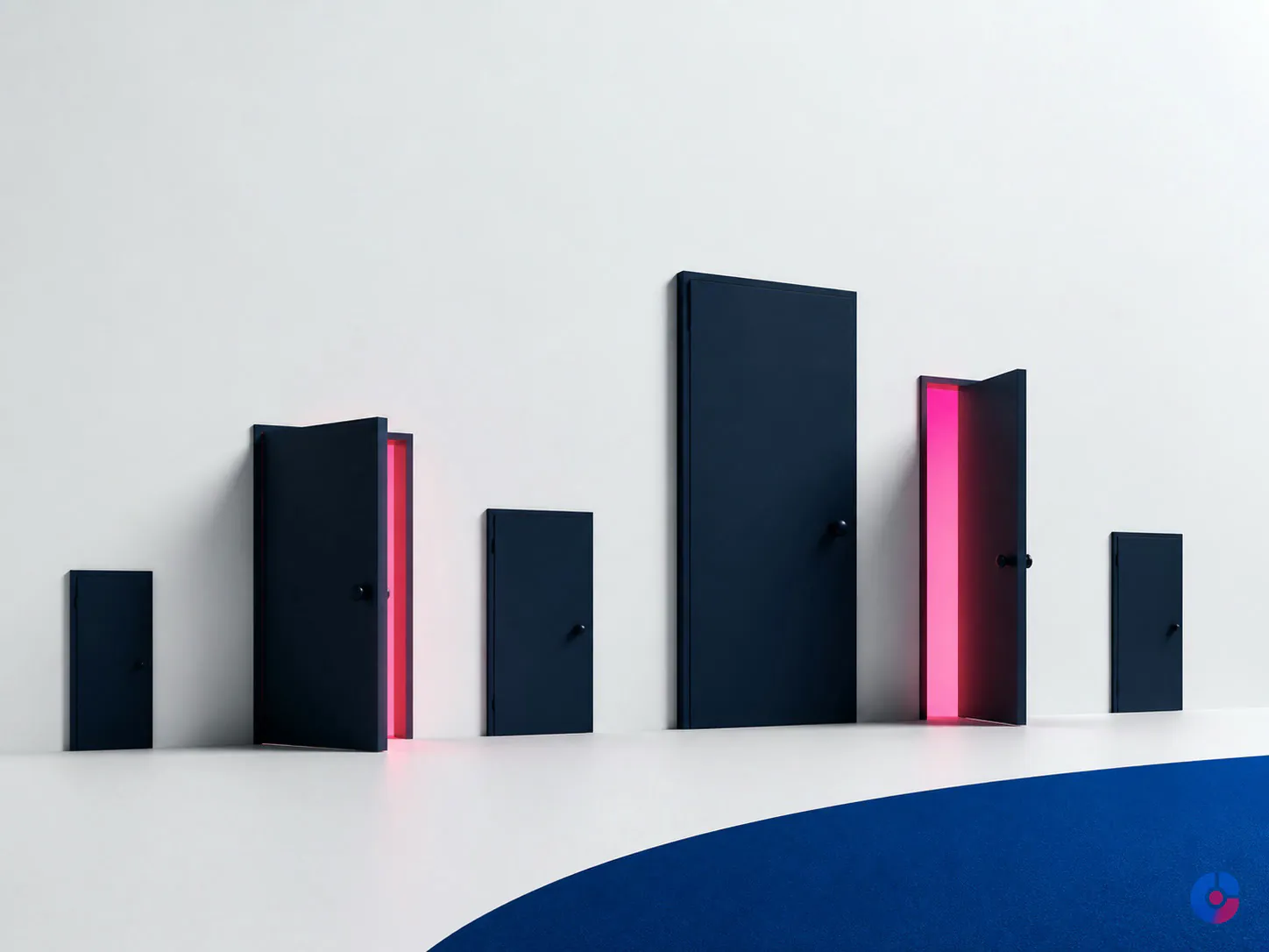 Abstract doors concept showing least privilege system access for a remote employee
