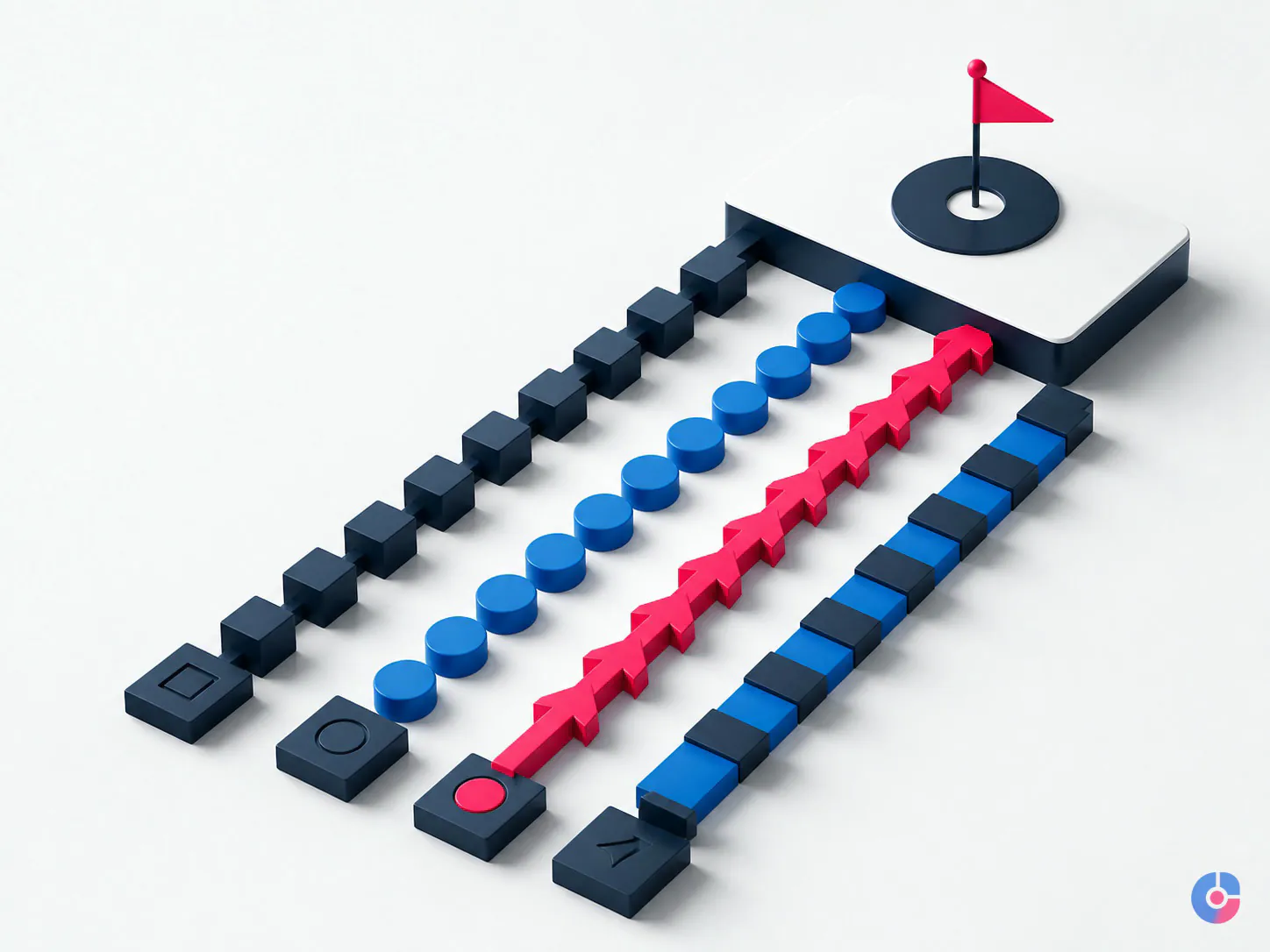 Isometric render comparing four routes to hiring a remote employee