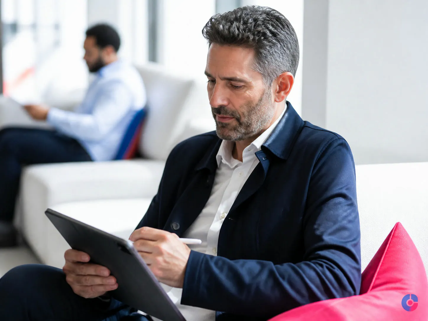 Supervisor reviewing sampled work on a tablet to hold quality as a team grows