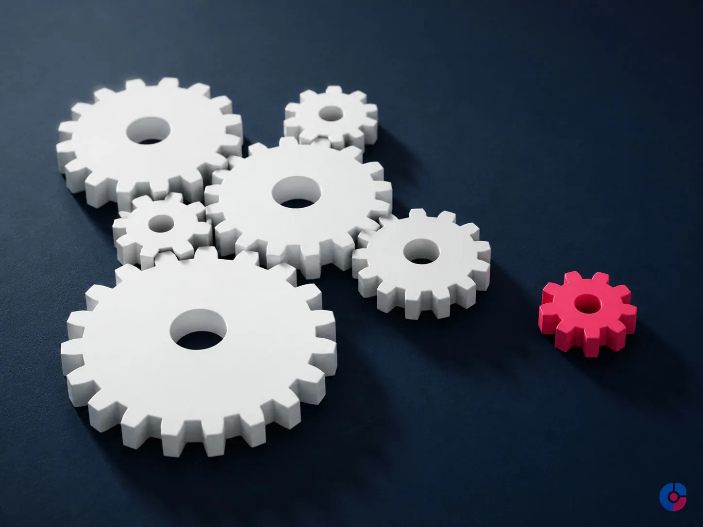 Interlocking discs with one held apart, representing planned spare workforce capacity