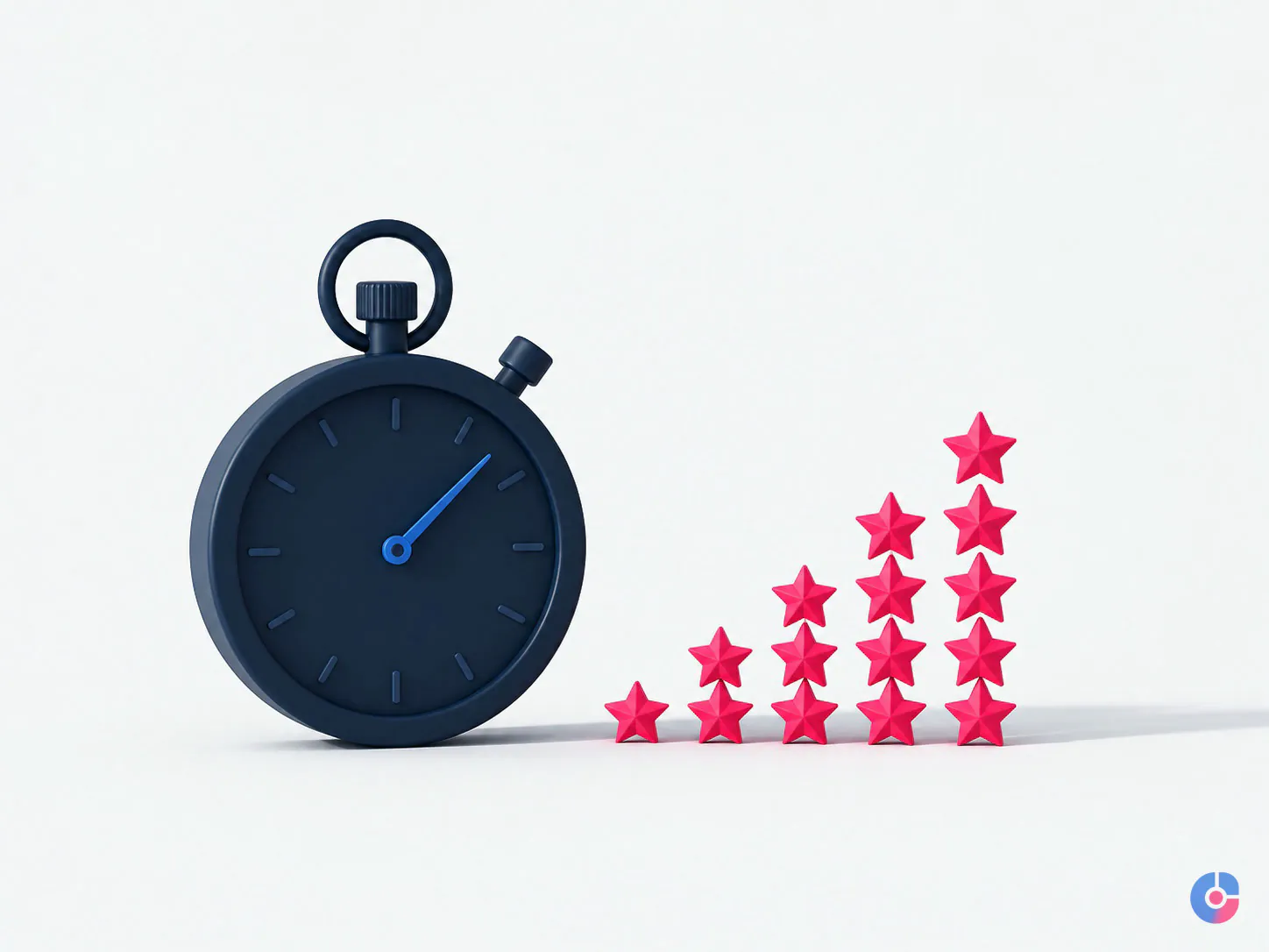 Abstract concept linking fast support response times to higher store ratings