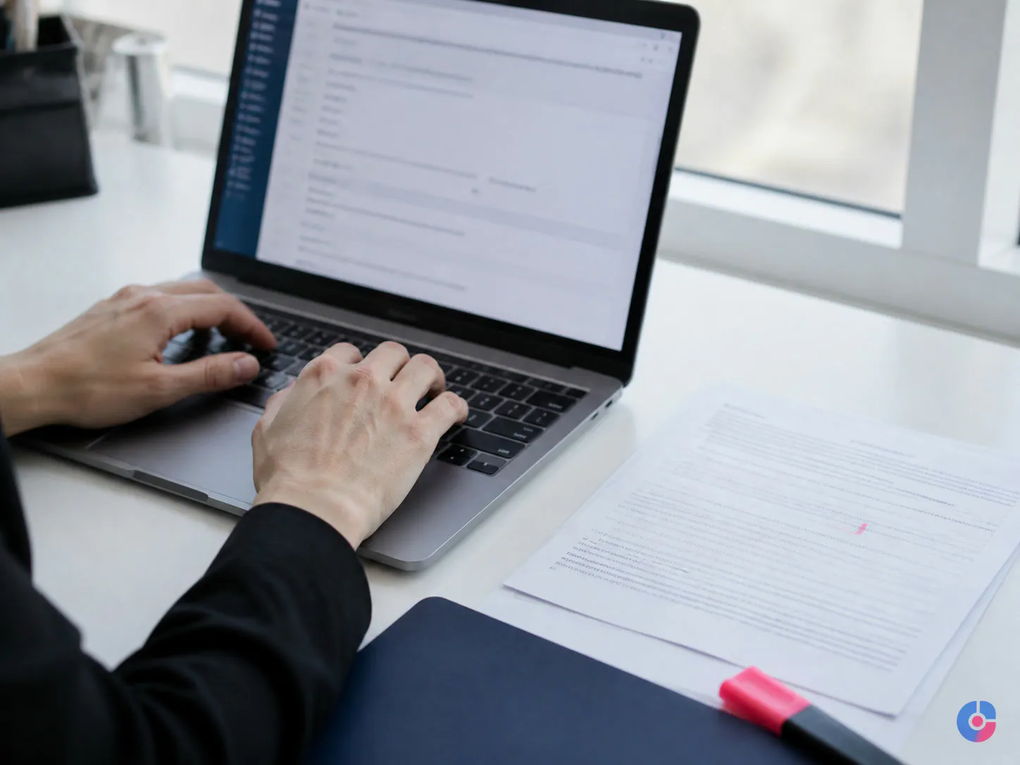 Sales support specialist researching target accounts against a written research brief